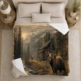 thumbnail image 5 of Rustic Wilderness Cabin Life, Peaceful Mountain Lake Scene, Warm Flannel Blanket for Cabin and Lodge with Detailed Artwork, Outdoor Lovers Camping Gift, Rustic Home Decor, 5 of 9