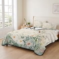 thumbnail image 2 of Queen Quilt Set 90''x96'', Botanical Floral Lightweight Summer Bedspread Coverlet Set with 2 Pillow Shams, Summer Spring Farmhouse Flowers Breathable All Season Quilt Bedding for Bedroom/Guest Room, 2 of 9
