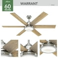 thumbnail image 5 of Hunter - Warrant Indoor Ceiling Fan With Light, Wall Control, 60-inch, Brushed Nickel, Casual-style, 6-speed, Energy Star, 59462, for living rooms, bedrooms, home offices, kitchens, 5 of 17