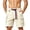 Beige, variant on Josdec Men's Casual Cargo Shorts Solid Color with Multi-Pockets Adjustable Belt Elastic Waist Work Pants