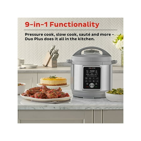 Instant Pot - 6QT Duo Plus Multi-Use Pressure Cooker with Whisper-Quiet Steam Release - Gray