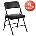 thumbnail image 4 of Emma + Oliver 4 Pack Curved Triple Braced Black Vinyl Metal Folding Chair, 4 of 15
