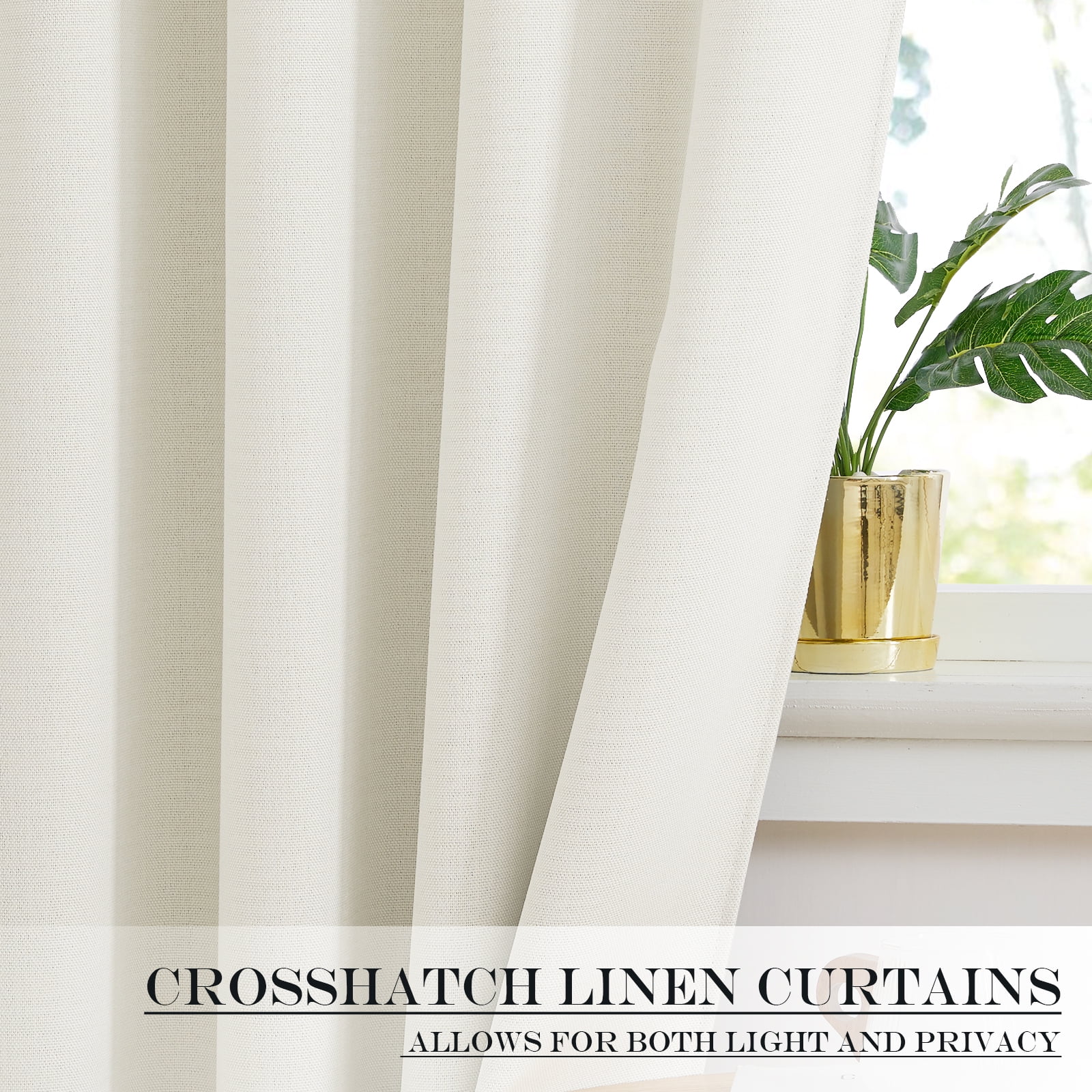 NICETOWN Door Curtains Dual Rod Pocket Faux Linen Blackout Room Darkening Door Curtain for Privacy Window Drape, 25"x72", Natural, 1 Panel
