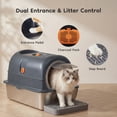 thumbnail image 4 of MeWang Extra Large Stainless Steel Cat Litter Box with Lid, Enclosed High-Sided Litter Pan for Large Cats, Front & Top Entry, Odor Control, Scoop and Litter Mat Included, Grey, 4 of 5