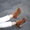 thumbnail image 4 of Fesfesfes Chelsea Boots Women High Heels Thick Heel Boots Fleece Pointed Toe Short Boots 7(39), 4 of 9