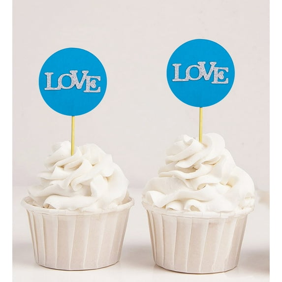 Darling Souvenir, Love Wedding Cupcake Toppers, Party Dessert Decorations - Pack Of 20