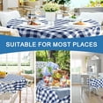 thumbnail image 4 of Checkered Round Tablecloth 60 Inch - Waterproof Stain and Wrinkle Resistant Washable Fabric Table Cloth for Dining Room Party Outdoor Picnic, Navy Blue and White, 4 of 6