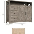 thumbnail image 4 of 47" L Farmhouse Buffet Storage Cabinet with 3 Drawers and 2 Adjustable Shelf, Sideboard with Charging Station, Grey, 4 of 9