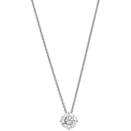Endless Light Lab-Created Moissanite 14kt White Gold 6.5mm Round Solitaire Pendant, 18 Cable Chain