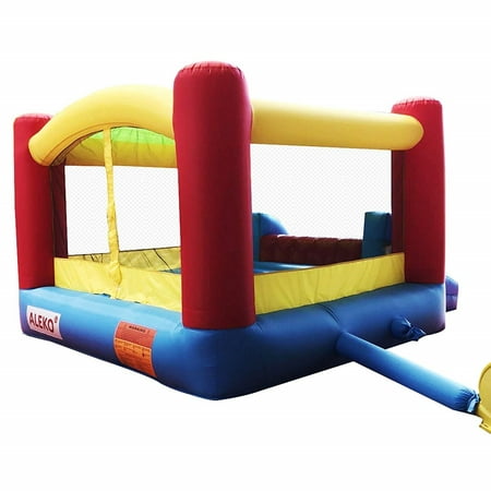 ALEKO BHOUSE Inflatable Bounce House with Curved Slide and Blower for Indoor Outdoor Kids Party