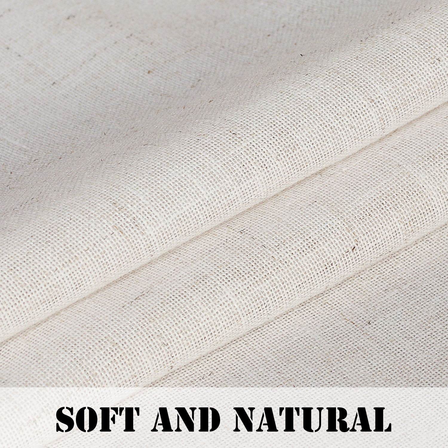 H.VERSAILTEX Kitchen Curtains - linen Curtains 63 inches Long for Bedroom Window Treatments for Living Room / Rich Linen Curtain Panels and Drapes, Natural, 2 Panels