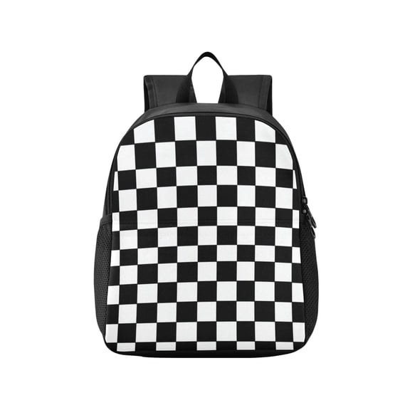 Toddler Backpack Classic Black-and-white Checkered Pattern Waterproof Lightweight Backpack Casual Mini Daypack for Daycare & Travel