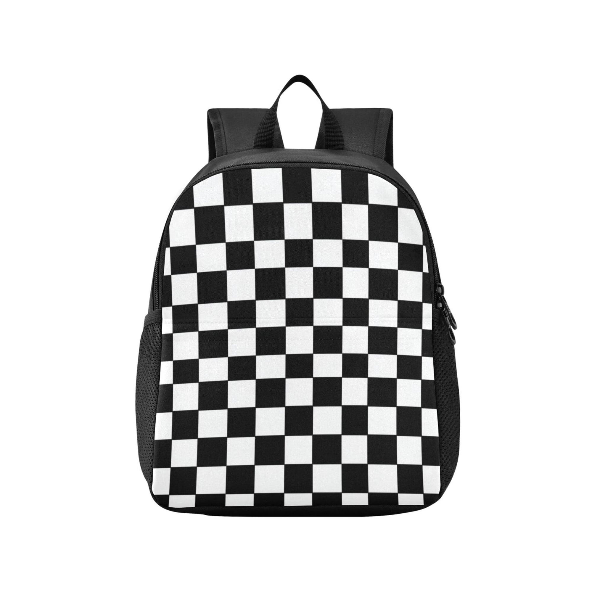 Toddler Backpack Classic Black-and-white Checkered Pattern Waterproof Lightweight Backpack Casual Mini Daypack for Daycare & Travel