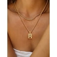 thumbnail image 5 of FindChic Big Initial Necklace for Women Men 14K Gold Plated Cubic Zirconia Letter R Pendants Jewelry Gifts for Birthday Christmas, 5 of 9