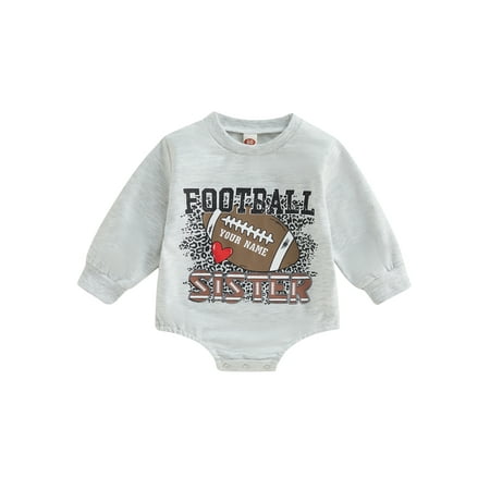 

Canrulo Newborn Baby Boy Girl Football Clothes Sweatshirt Romper Oversized Long Sleeve Bodysuit Top Outfits Gray 6-12 Months