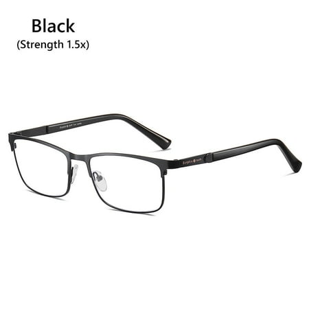 +1.0~+4.0 Business Reading Stainless Steel Readers Glasses Reading Glasses for Men & Women Anti Blue Light Men's Presbyopic Optical Glasses BLACK STRENGTH 1.5X