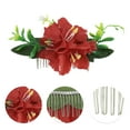 thumbnail image 3 of Unique Bargains 1 Pc Women's Styling Simulated Flowers Hair Clip Comb for Parties Red Polyester Fabric Iron, 3 of 4