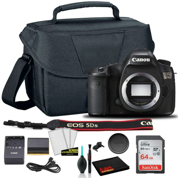Canon EOS 5DS DSLR Camera (Body Only) (0581C002)    EOS Bag    Sandisk Ultra 64GB Card   Cleaning Set and More (International Model)