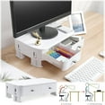 thumbnail image 3 of Adjustable heights Computer Monitor Stand Riser with 2 Storage Drawers Plastic,14.17 x8.66 x3.15 inches, 3 of 5