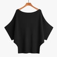 thumbnail image 2 of JIAYUE Women's Sweater Solid Color Slash Neck Knitted Off The Shoulder Batwing Short Sleeve Pullover Loose Ribbed Female Trendy Tops, 2 of 3