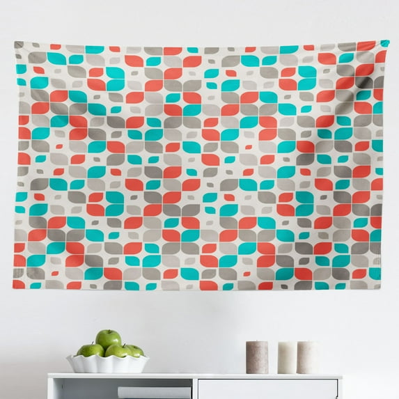 Geometric Tapestry, Spirals with Funny Dots Bubbles Background Theme Print, Fabric Wall Hanging Decor for Bedroom Living Room Dorm, 2 Sizes, Multicolor, by Ambesonne