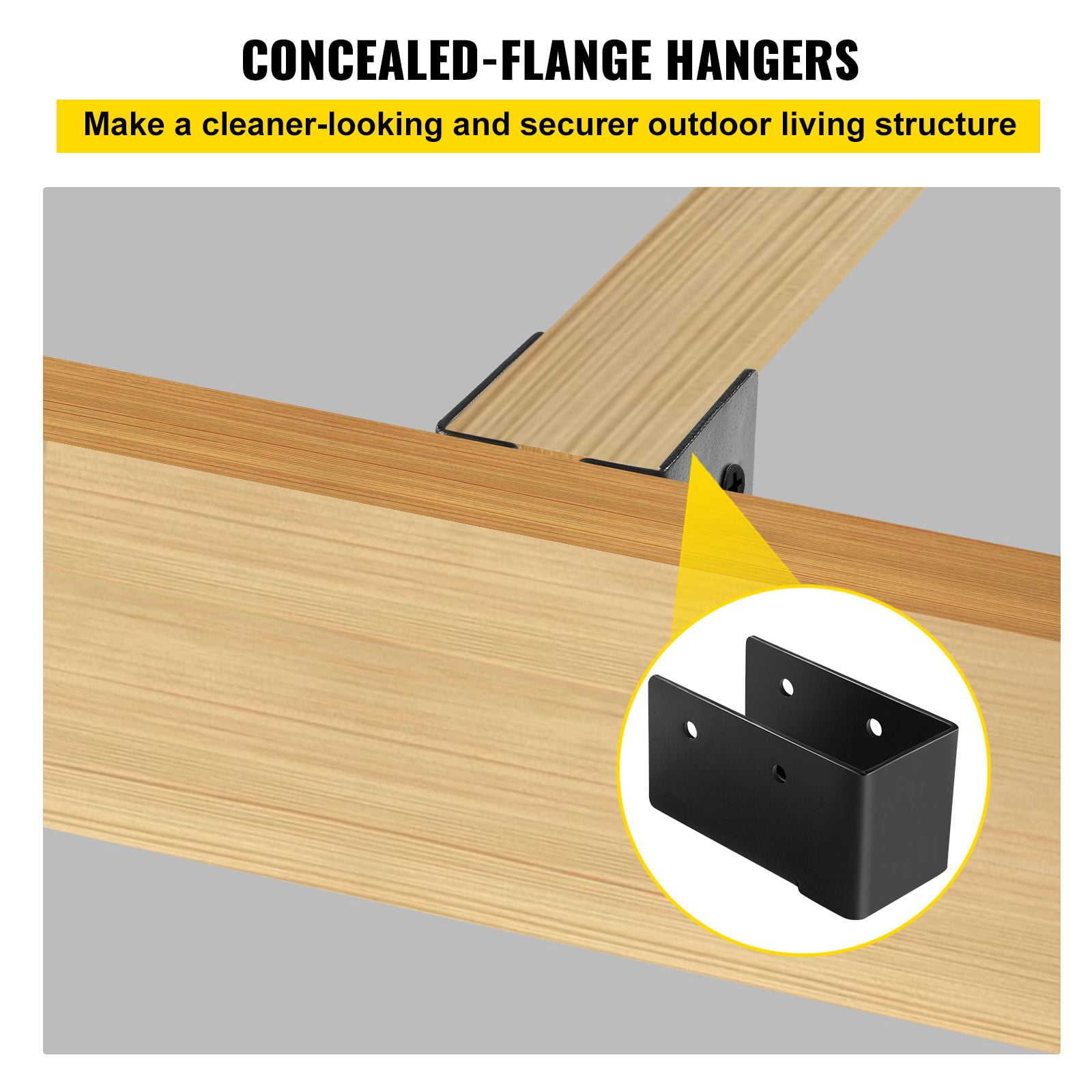 Powder-Coated Concealed Joist Hangers for 2x4 Lumber, 24-Pack – Corrosion Resistant Brackets for Swing Sets, Pergolas & Outdoor Structures
