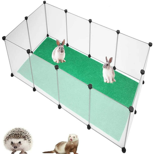 IGUOHAO Cage de clôture en résine portable pour petit parc pour animaux de compagnie  avec tapis pour chiot, chaton, lapin, cochon d'Inde, hamster, hérisson (12  panneaux) 