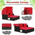 thumbnail image 6 of Costway Patio Rattan Daybed Lounge Retractable Top Canopy Side Tables Cushions Black + Red, 6 of 10