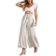 thumbnail image 2 of Pantalones Boho para Mujer INSPIRE CHIC de Día de la Madre, con cintura alta elástica, volantes, estilo palazzo, pierna ancha, color beige, 2 of 5
