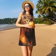 thumbnail image 3 of Balery Cool Fire Lion Vestidos de verano para mujer con estampado: vestido holgado sin mangas, vestido playero informal y cómodo para días calurosos., 3 of 7