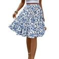 thumbnail image 3 of Women'S Floral Print Ruffle Hem Elastic High Waist Tie Front Skirt  Blue M, 3 of 9