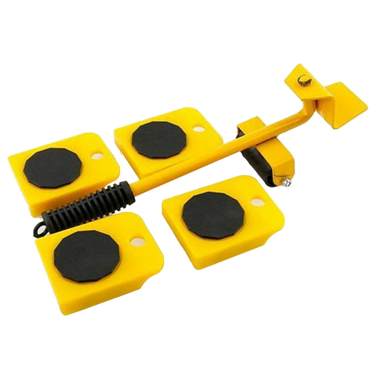 5Pcs Set Furniture Lifter Heavy Duty Furniture Mover Transport Moving  System 4 Movers Rollers 1 Wheel Bar Hand Tool