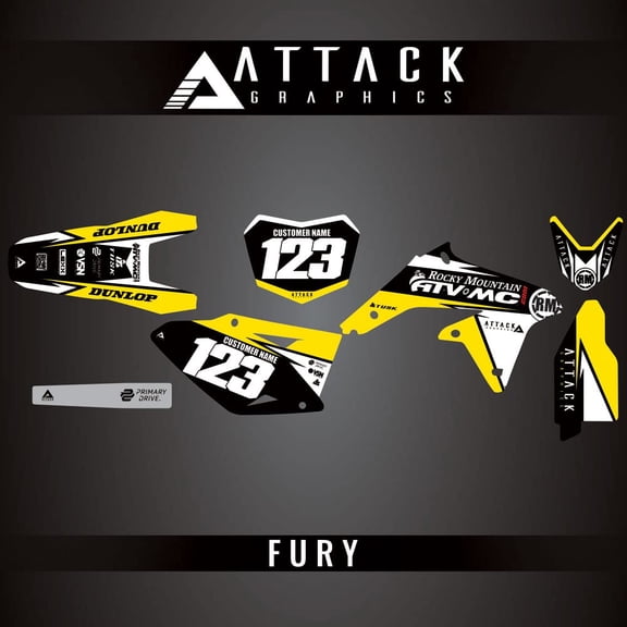Attack Graphics Custom Fury Complete Bike Graphics Kit for Suzuki RMZ450 2013