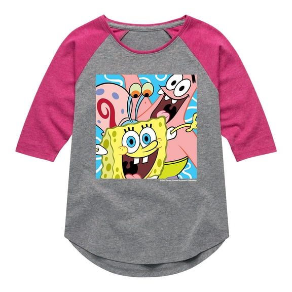 SpongeBob SquarePants - Patrick Gary - Girls Shirt Tail Raglan