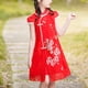 thumbnail image 5 of Vestido Cheongsam para niñas Vestido Qipao cómodo de Gasa Suave de Estilo Chino para niñas para el Verano Rojo 140 cm/55,1 Pulgadas, 5 of 8
