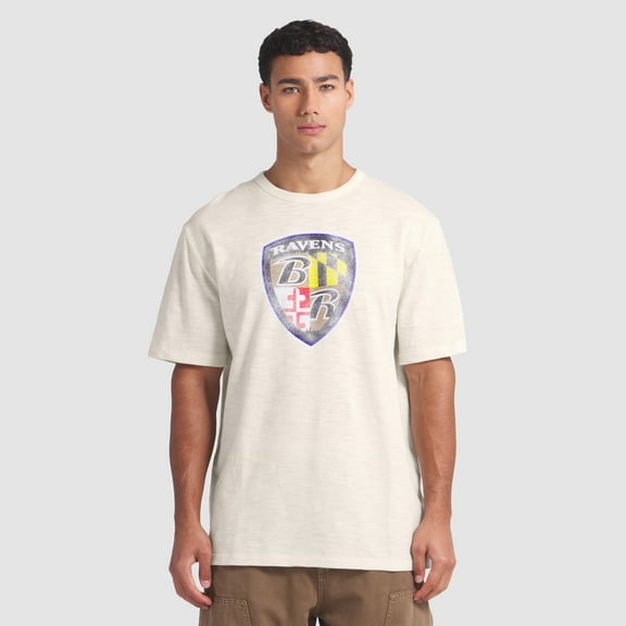 Men's Fanatics  Cream Baltimore Ravens Slub T-Shirt
