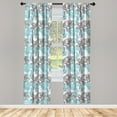 thumbnail image 3 of Ambesonne Grey Blue Curtains, Flowers and Foliage, Pair of 28"x63", Multicolor, 3 of 5