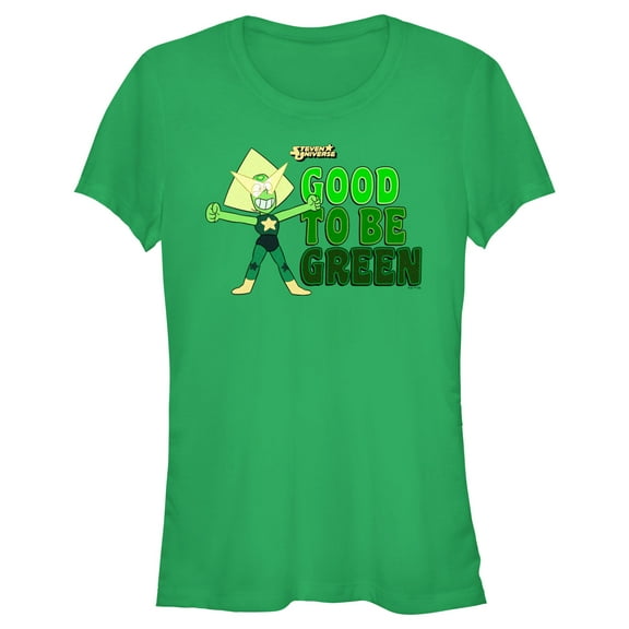 Junior's Steven Universe Peridot Good to Be Green  Graphic Tee Kelly Green Large