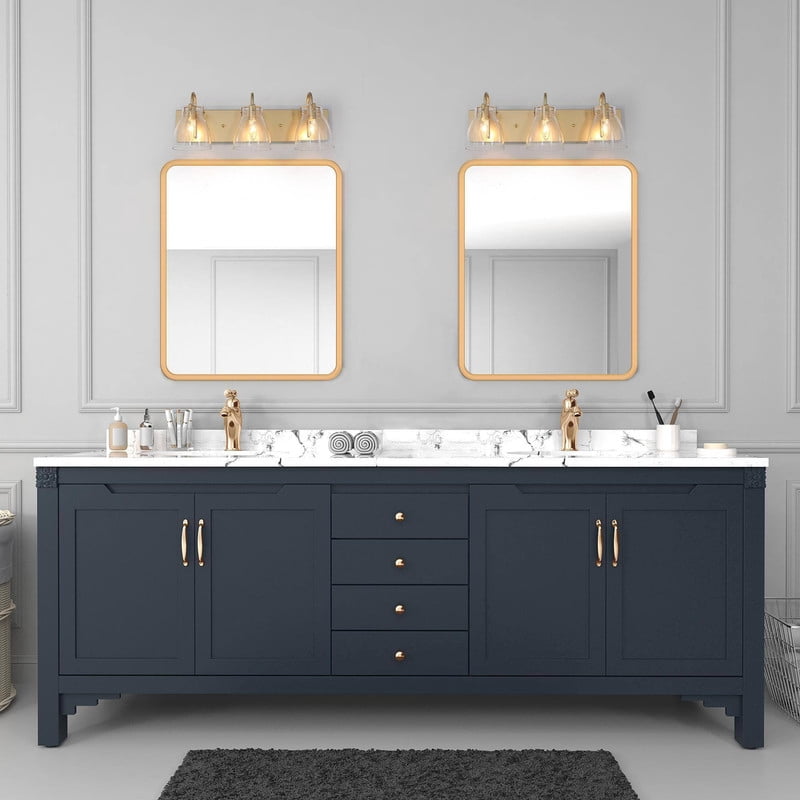 LNC 3-Light Modern Gold Bathroom Vanity Lights with Glass Shades for Bathroom, Powder Room