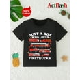thumbnail image 2 of Cartoon Cool Fire Trucks 3D Print Boys Comfortable Versatile Short Sleeve T-Shirt Boys Tee Tops, 2 of 7