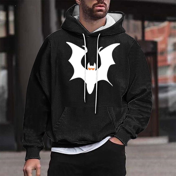 Sudadera con capucha de Halloween para hombre, informal, de moda, con cuello redondo, estampado, manga larga, blusa de poliéster