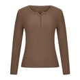 thumbnail image 3 of 2025 Summer Women'S Clothes!Toonshare Casual Textured Sweatshirts Women's V-Neck Buttoned Long Sleeve Knitted Sweater Base Layer, V-Neck Sweater Clearance Items for Women Khaki XL, 3 of 8