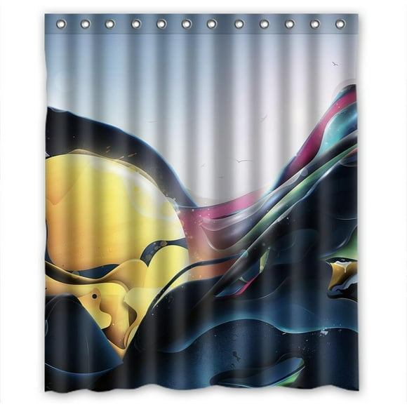 YUSDECOR The rolling wonderful sea Shower Curtain Polyester Fabric Bathroom Shower Curtain 60x72 inches