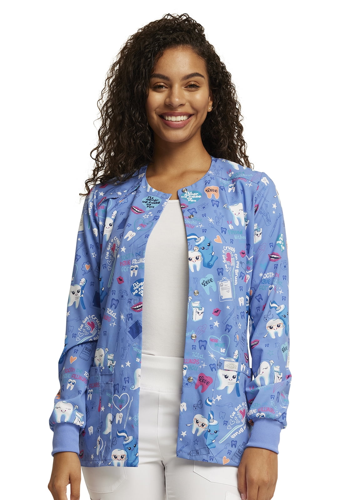 Dickies EDS Women Warm Up Scrubs Jacket Snap Front DK309