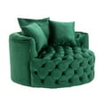 thumbnail image 2 of Swivel Barrel Chair, 360° Swivel Velvet Upholstered Lounge Sofa Chair with 3 Movable Pillows and Metal Base, Modern Leisure Club Chair Round Single Sofa for Living Room and Bedroom, Emerald, 2 of 7