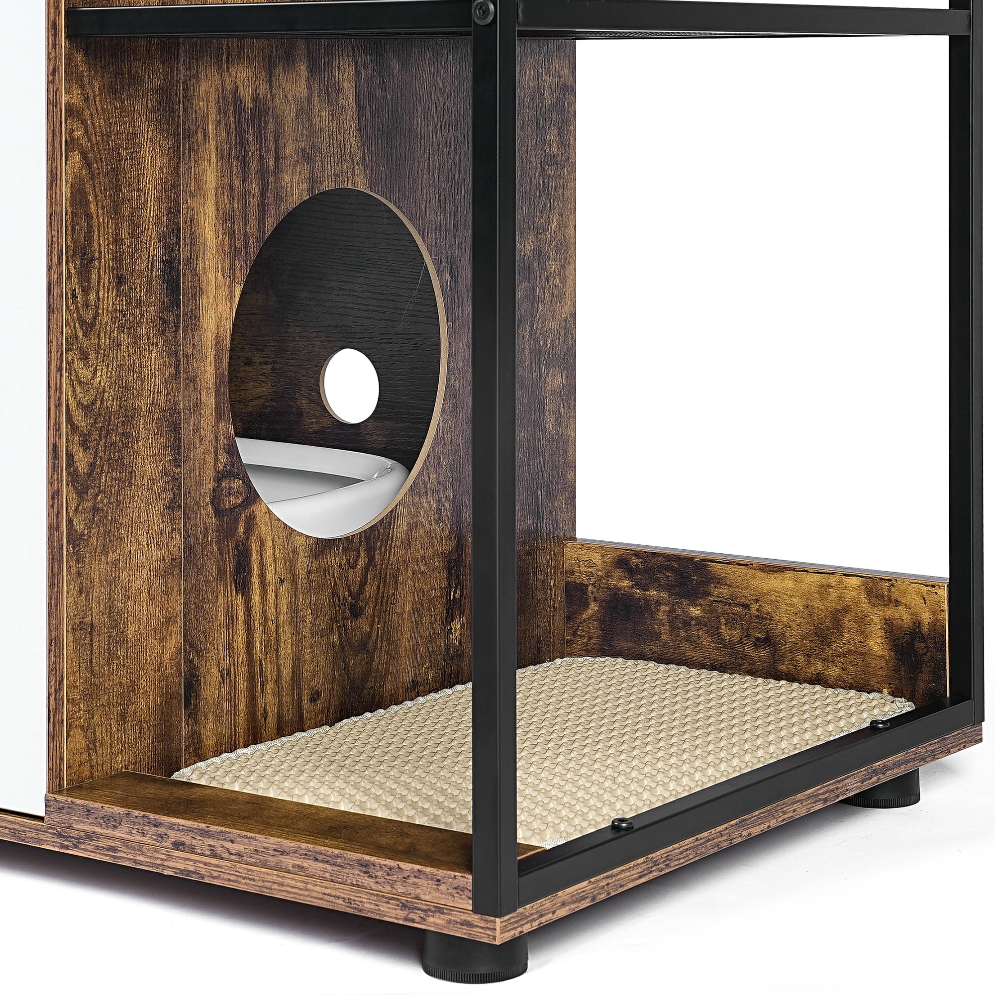 Litter Box Enclosure for 2 Cats, Rustic Brown Hidden Cat Litter Box Furniture Cabinet, Enclosed Cat Litter Boxes with Ventilation Side Openings