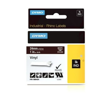 Sanford Brands Rhino Adhesive Vinyl Label Tape, 1-inch, 18-foot Cassette, Brown