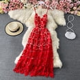 thumbnail image 1 of Vestido de tirantes finos para mujer, traje de encaje ahuecado con un hombro al descubierto para vacaciones en la playa, novedad de verano 2024, 1 of 5