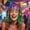 Multicolor-971, variant on Carnival Party Wig Hat with Fiber Rain Strands and Color Blocking for Festive Costumes and Holiday Celebrations