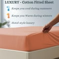thumbnail image 5 of Amay 100% Organic Cotton Twin Fitted Sheet - 500 Thread Count (39"x75") - Ultra Soft, Cooling & Breathable Bed Sheet - Durable Long-Lasting Fabric - (Peach, 1 Piece), 5 of 7